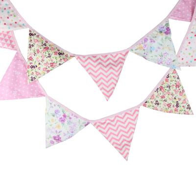 China Exclusive Bunting Pink Cotton Yiwu Banner Girl Birthday Party Banner Hanging Bunting Bunting New for sale