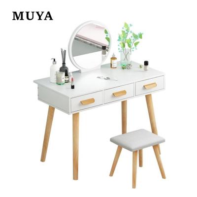 China OEM Small Wooden Disassembled Furniture Dressing Table Work Table Makeup Vanity Table Top Mirror For Bedroom for sale