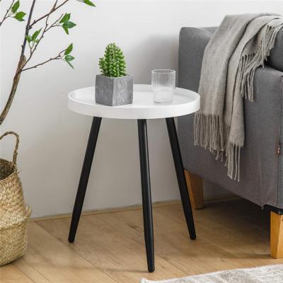 China (Other) Nightstand Adjustable Round Side Table Tray Wood Coffee Table With Metal Tripod Stand for sale