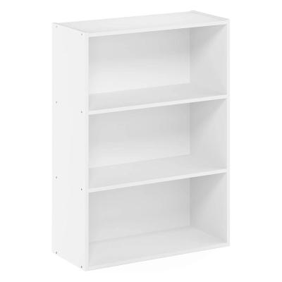 China Assembly 3 Tier White Bookcase Wooden Book Shelves Cabinet With Customized Size for sale