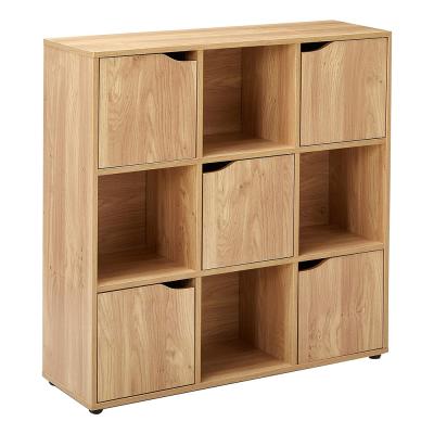 China Assembly Natural Cube Shelf Wooden Book Case with Doors Shelf Toy Organizer for Home, Office, Living Room for sale