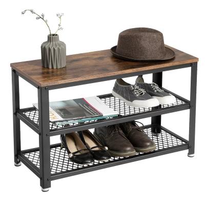 China Modern Rustic Metal Base Shoe Cabinet Shoe Storage Bench for sale