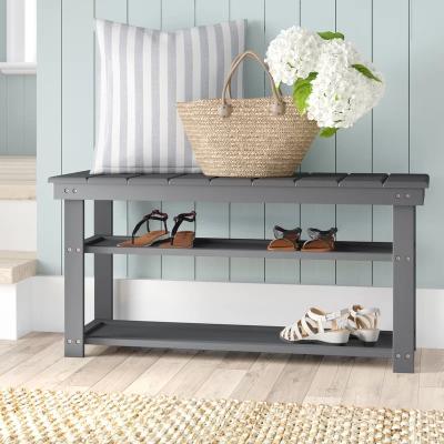 China Large Modern Gray Wooden Shoe Bench Storage for Room for sale