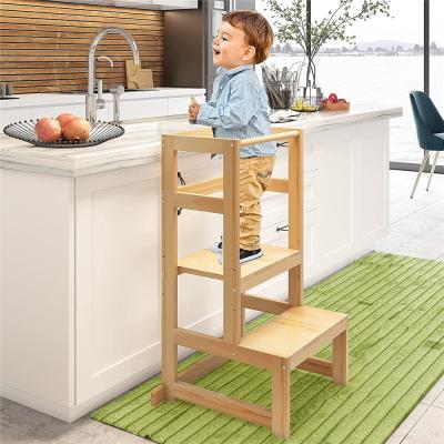 China Modern Height 3 Adjustable Kitchen Helper Stool Wooden Toddler Stool for sale