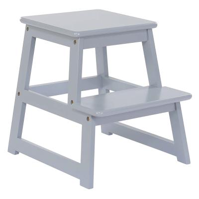 China Modern Gray Kids Solid Wood Step Stool with Non-Slip Stickers for sale