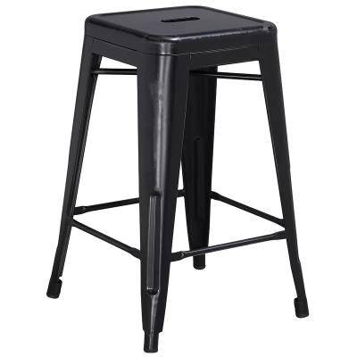 China Wholesale modern vintage industrial cheap antique iron metal high bar stool black counter stool for sale