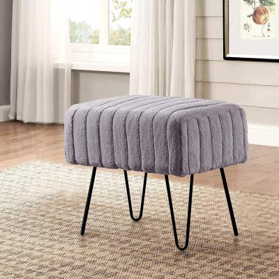 China Superb Storage Mink Faux Fur Gray Ottoman Bench 19