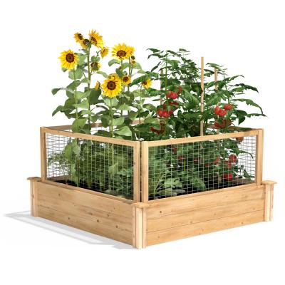 China CLASSIC 48x48x26 inch Flower Box Cedar Raised Garden Bed with CritterGuard Fence System for sale