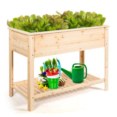 China CLASSIC Raised Wooden Garden Planter Bed Box Stand Raised Elevated Planter For Garden for sale