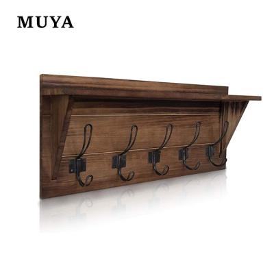 China (Other) OEM Adjustable Rustic Floating Shelves Solid Wood Floating Shelves With Metal Hooks for sale