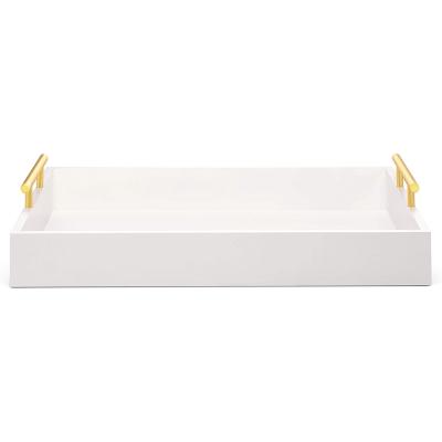 China Wholesale High Gloss White Wood Serving Tray MDF Tray Food Serving Tray For Stools for sale