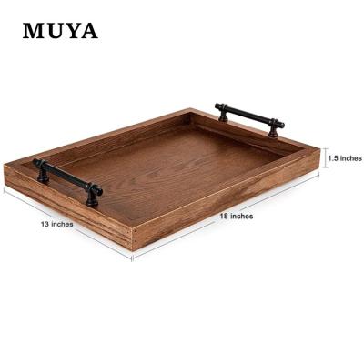 China Custom Wooden Hamburger Serving Tray Chocolate Serving Tray Carved Wood Tray For Table for sale