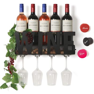 China Factory Price Metal Wine Rack Home Wall Wine Rack For Bar Kitchen for sale