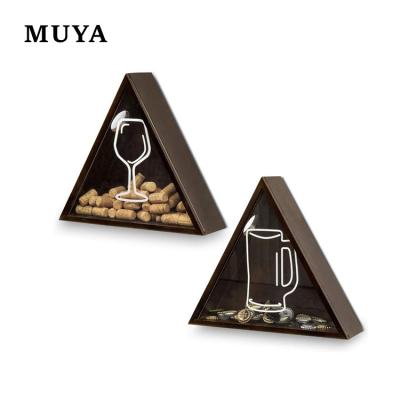 China Wall Mounted Tabletop Wood and Acrylic Cork Catcher Wine and Beer Bottle Holder Shade Boxes for sale