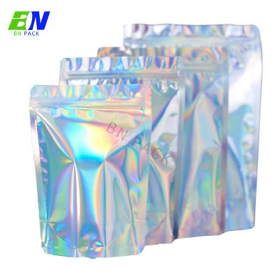 China Rainbow Plastic Holographic Mylar Bag PP OPP Resealable Foil Pouch for sale