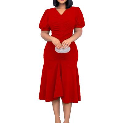 China Wholesale Custom Made Anti-Static Modest Women Formal Career Dresses Solid Midi Ladies Office Wear for sale