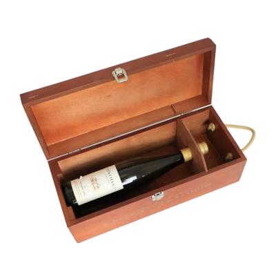 China Recycled Materials 1500ml Single Bottle Wine Wooden Gift Box Oak Grain Red Wine Box for sale