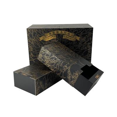 China Recyclable Ribbon Closure Craft Empty Folding Kraft Cardboard Artificial Tea Gift Customized Logo Packaging Paper Boxes for sale