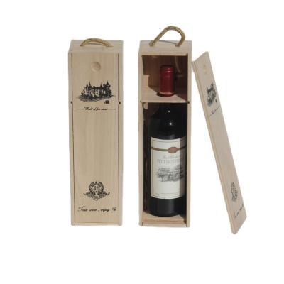 China Recycled Materials Customized Simple Pine Wood Wine Box Bottle Paulownia Wine Box for sale