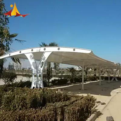 China Self-cleaning high wind steel and heavy duty aluminum frame parking lot and PVDF roof tent for car membrane structure parking lot for sale