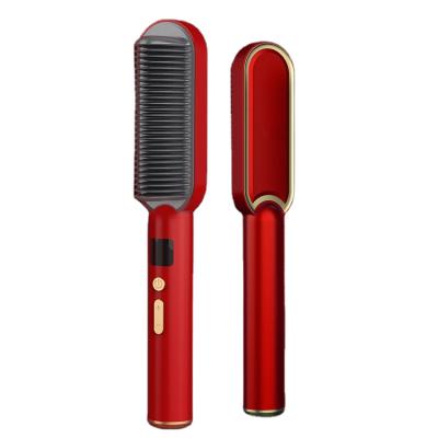 China Outdoor Hair Styler Styling Comb PTC Heating Straightening Brush Straighter Electric Hair Straightener Comb for sale