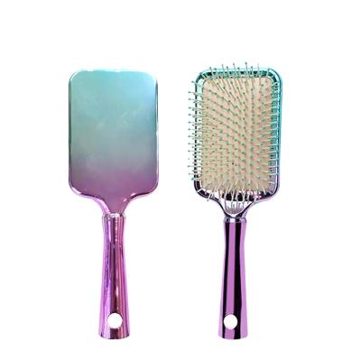 China Private Label Bling Wet Hair Brush Air Paddle Brush Comb Custom Logo Nylon Colorful Cushion For Detangling for sale