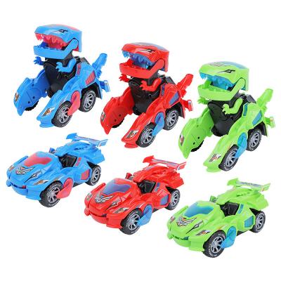 China Gift Hot Selling Dinosaur Car Transformation Toys with Auto Led Light and Music Transform Dino Car for sale