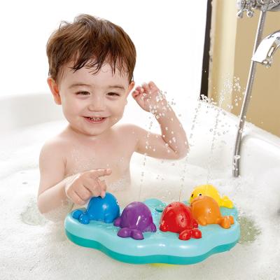 China Bath Toy Silicone Bath Music Fountain Whale Fountain Children's Musical Toys Swimming Spray Water Baby Toy for sale