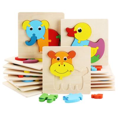 China Hot Selling Non-Toxic Wooden 3D Puzzle Design Non-Toxic Wooden Jigsaw Toys For Kids Cartoon Toddler Animal Wooden Puzzles for sale