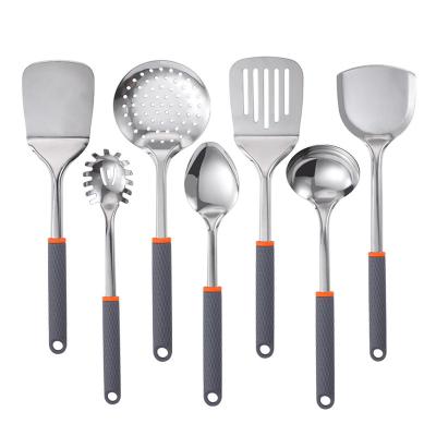 China Viable Factory Direct Stainless Steel 7 Pieces Pocket Cooking Cooking Kitchenware Tools Stainless Steel Utensils Kitchen Utensils With PP Handle for sale