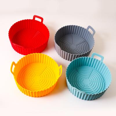 China New Viable Food Grade Air Fryer Silicone Pot Air Fryer Silicone Liners Round Non Stick Reusable Air Fryer Basket Oven Accessories for sale