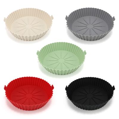 China Round Air Fryer Basket New Arrival Air Fryer Silicone Liner Kitchen Silicone Air Pot Viable Reusable Air Fryer Accessory for sale