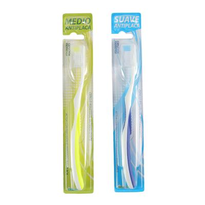 China Logo Medium Bristles Plastic Private Non-slip Handle Adult Toothbrush Teeth Brush For Adult for sale