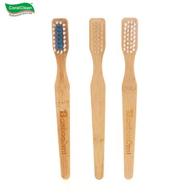 China Double Sided Natural Bamboo Denture Brush Eco - Friendly For Dentures Cleaning False Teeth Brush for sale