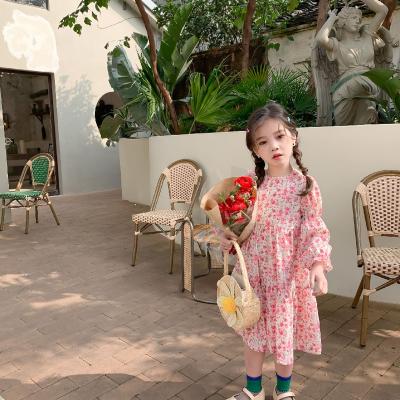 China 2022 Spring New Arrival Breathable Girls Sleeve Long Floral Dress Kids Cotton Dresses for sale