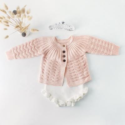 China YUHONG FACTORY Autumn Baby Clothes Knit Bodysuit Breathable Set Newborn Baby Knitted Cardigan Sweater Cotton Coat Baby Overalls for sale