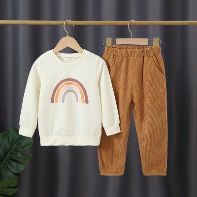 China Children Casual Spring Autumn 2pcs Set Long Sleeve Print T-shirt Tops Casual Long Pants Girls Set Kids Girls Costume for sale