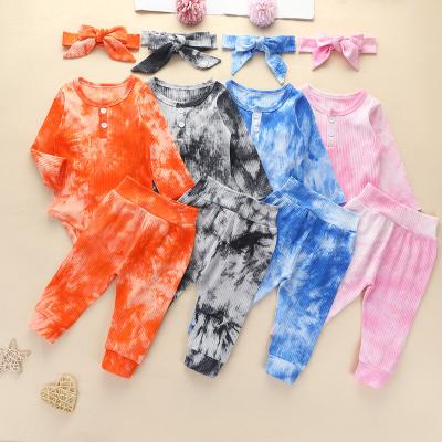 China Breathable 2022 Newborn Toddler Baby Girl clothes baby Boy set Tie-Dyed Romper+Pants Pajamas Sleepwear Outfits set newborn baby clothes for sale