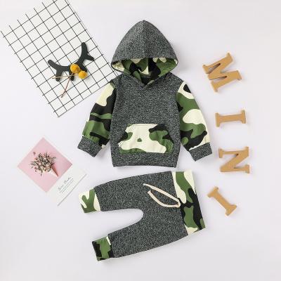 China 2021 0-24M Autumn Breathable Newborn Baby Boy Casual 2Pcs Kids Camouflage Hoodie Tops Pants Outfits Clothes Sets Casual Boys Kid Clothing Sets for sale