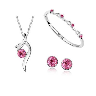 China Trendy Horizon Rhinestone Jewelry Set 3A Diamonds Zircon Jewelry Set Cheap Colorful Wedding Party Women Jewelry Set for sale