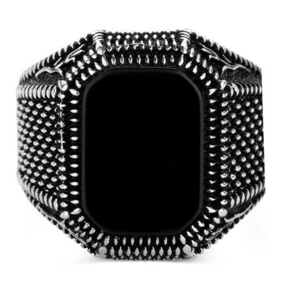 China Retro Alloy Jewelry Accessories FASHIONABLE Black Onyx Turkish Ring Men's Stone Ring for sale