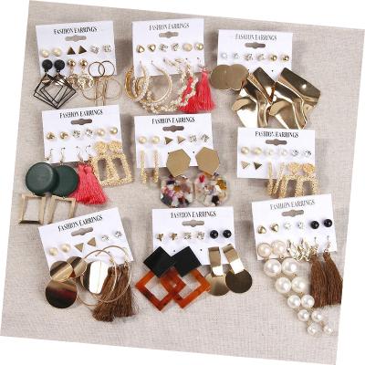 China Trendy horizon fashion earring set promotional discount 12 pair cheap earring set trendy jewelry jewelry for sale