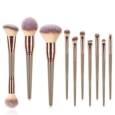 China Angular Blush Natural Makeup Brush Professional High Quality Natural Vegan Cosmetic Private Label Eco-Friendly White Brush Set for sale