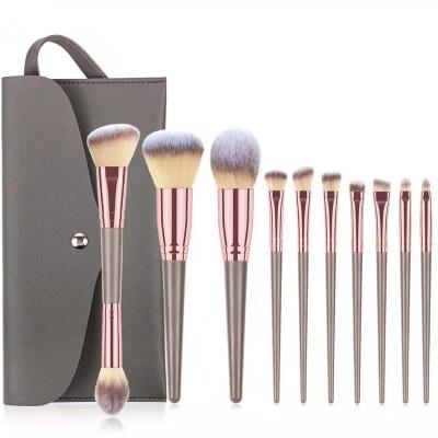 China Angular Blush Eye Black Cosmetics Makeup Brush Set Purple Eyeshadow Private Label Eyebrow Brush Set for sale