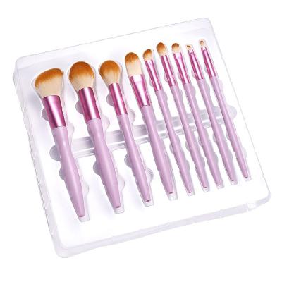 China Angular Blush Mermaid Goat Hair 8 Pcs 2022 Makeup Brush Eye Set Vegan Box Pink Gold Silver Makeup Brush Set for sale