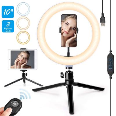 China Studio Fill Light 10Inch 3 Modes 10 Brightness Levels 3000K-6000K Ring Fill Light 120 Led Ring Light With Tripod Stand Makeup Led Ring Light for sale