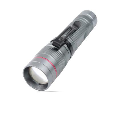 China Custom Zoom Torch Logo Aluminum Zoom Mini LED Flashlight With Clip for sale