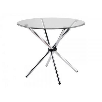 China Modern Furniture Modern Clear Tempered Glass Top With Chromed Legs Around Dining Table for sale