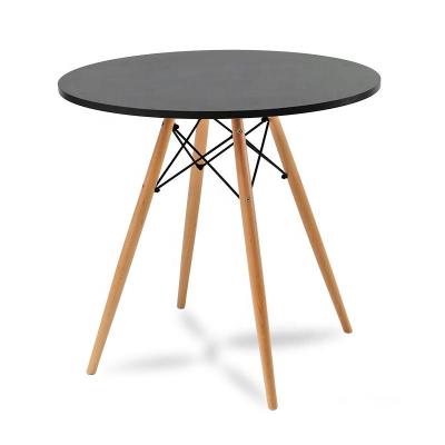 China Eco-Friendly And Scandinavian Promotion Price Modern Wood Around Wooden MDF Dining Table With 4 Chairs for sale