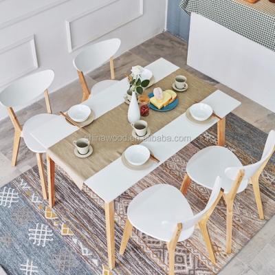 China Oak Ash Legs (Other) Adjustable French White Matte Top MDF Wood Dining Table for sale